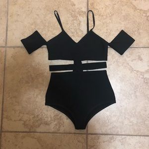 Black bodycon cutout bodysuit
